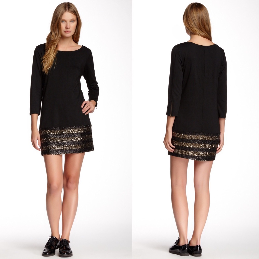 NWOT Ella Moss Ponte Sequin Hem Shift Dress